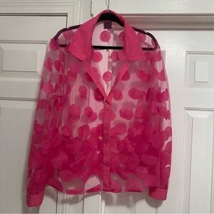 Sheer Pink Polka Dot Women's Top